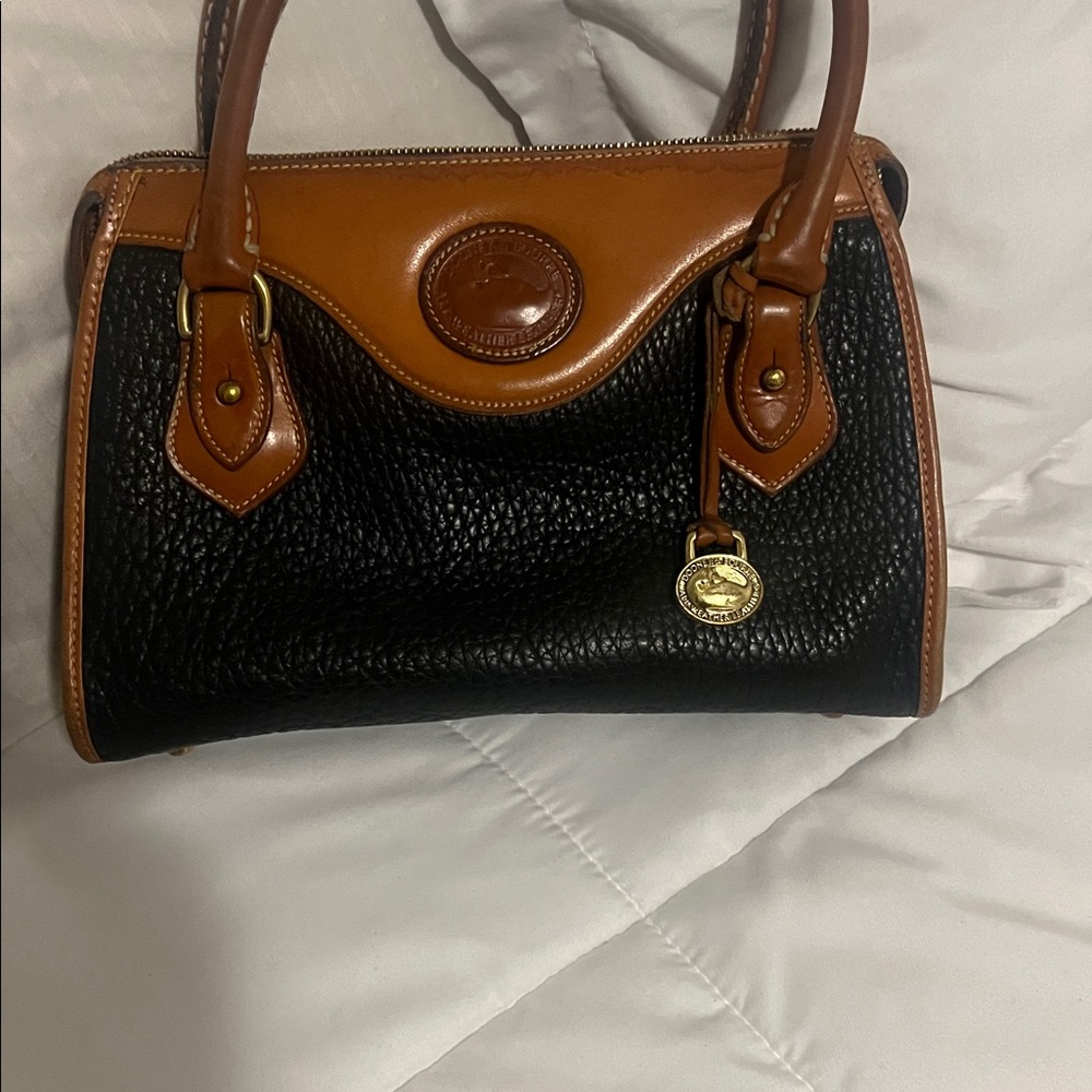 Black and Brown Leather Satchel Handbag